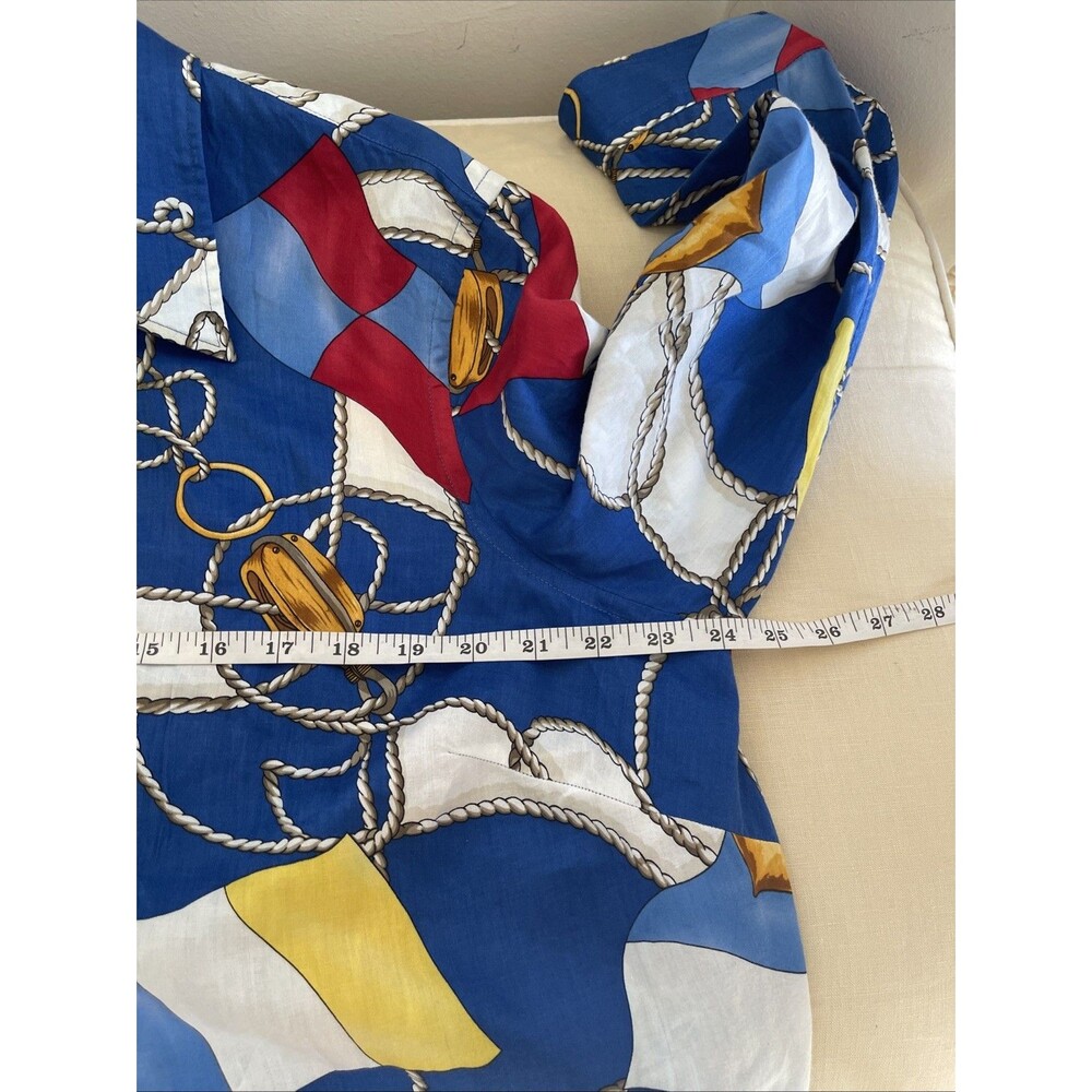 LAUREN RALPH LAUREN Women Top Blouse Nautical Theme Flags Anchor Button 1X - Picture 5 of 7